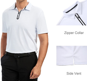 Polo en maille à manches courtes pour homme, personnalisé, de qualité supérieure, avec col zippé, séchage rapide, coupe décontractée, couleur unie - Product Image 5