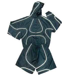 Ensemble de survêtement coupe-vent pour homme, veste à capuche décontractée et short assorti, vêtements de sport respirants pour l'extérieur, vêtements de mode - Product Image 3