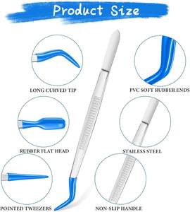 Juego de 3 Pinzas de Acero Inoxidable UBI UBI-2092 con Punta Dentada, Rectas, Planas, Largas y Curvadas, de Precisión, Duraderas, para Pestañas, Cejas y Manualidades - Product Image 3