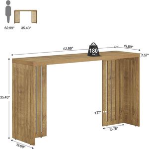 Table de bar rectangulaire en bois avec design soigné, table à manger uniquement - Product Image 5