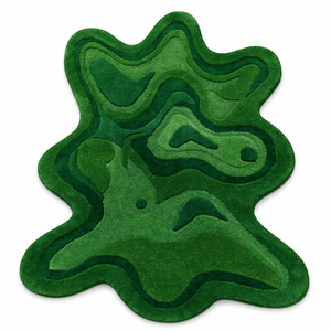 Tapis en laine tufté à la main, abstrait et moderne, avec motifs en relief - Product Image 1