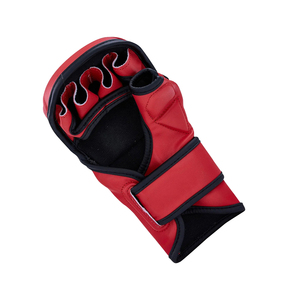 Gants de MMA de qualité supérieure pour adultes, couleur rouge, cuir véritable, entraînement au combat, sangle de poignet réglable, légers, protection UV - Product Image 5