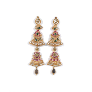 Fashion Drop Earrings Bridal Wedding Collection Alloy with Gold Plating Oxidized Polish 2x6 - Product Image 2
