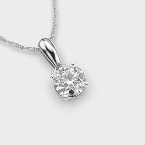 Pendentif classique solitaire en diamant rond en argent sterling massif 925 - Product Image 2