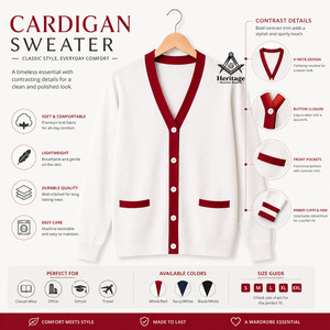 Regalia Masónica Herencia Delta Sigma para Mujeres, Cárdigan Acrílico Rojo y Blanco, Bordado, Estilo Personalizado para Damas - Product Image 5