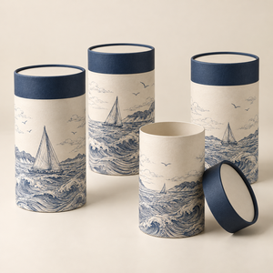 Boîte en tube de papier rond avec illustration océanique personnalisée pour l'emballage de flacons cosmétiques - Product Image 6
