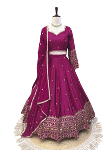 Divyam Creation <b>Red</b> Embroidered Spandex <b>Lehenga</b> Choli Floor-Length Traditional Indian Wedding Dress Women's Regular Fit - Product Image 1