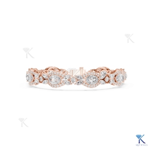 Lab Grown Diamond Oval Halo Marquise Cluster <b>Bangle</b> 14K 18K <b>Solid</b> <b>Gold</b> Fine Women Luxury Bridal Jewelry Manufacturer Wholesale - Product Image 3