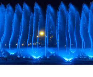Fontaine musicale extérieure moderne Horticlub avec spectacle de lumière LED, construction en acier inoxydable, grande fontaine multimédia pour jardin - Product Image 4