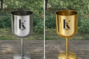 Copa de Vino Tinto de Acero Inoxidable, Estilo Clásico, 12 Onzas, Apta para Alimentos, Acabado de Acero Pulido para Fiestas - Product Image 3