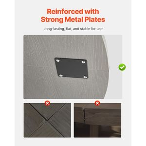 47-Inch Round <b>Dining</b> <b>Table</b> for 4-6 People <b>Farmhouse</b> Style with Thick Wood <b>Rustic</b> Leisure Furniture 47 Inch Wood <b>Table</b> - Product Image 3