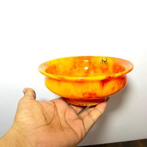 Ensemble de bols en résine écologiques MN EXPORTS, jaune et rouge marbré, poli, durable, pour servir des collations, des fruits, décoration de la maison - Product Image 3