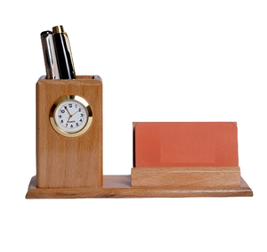 Portalápices de madera, organizador de papelería multifuncional con reloj y soporte para tarjetas de visita, último modelo. - Product Image 2