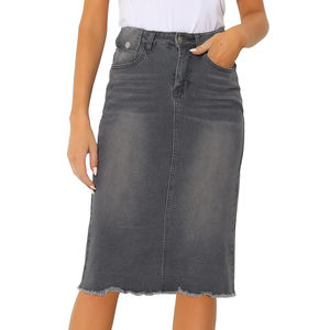 Jupes longues en jean droit pour femmes, taille haute, boutonnées et zippées, style streetwear, grandes tailles régulières et plus, design personnalisé - Product Image 6