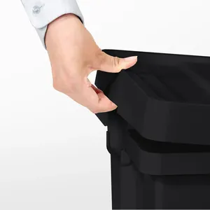 Black Rectangular <b>Plastic</b> <b>Storage</b> <b>Bin</b> With Lid 60x40x30cm Minimalist Design for Home Office Kitchen Use - Product Image 3