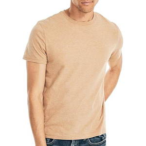 T-shirt à manches courtes pour homme en coton chiné bleu clair, coupe classique, doux et respirant - Product Image 4