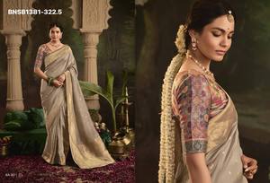 Collection Premium de Saris en Soie Crêpe Dola avec Tissage Intégral, Bordure Large et Pallu Tissé - Collection Femme - Product Image 2