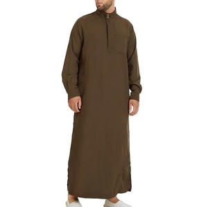 Long Sleeve Islamic <b>Men</b> Thobe Jubbah Modest Robes Thobe Muslim Clothing Custom Logo Plain Color Thobe Jubbah - Product Image 2