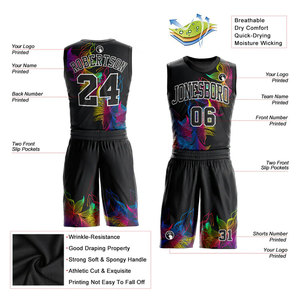 Conjunto de Pantalones Cortos de Baloncesto Personalizados para Hombre, Talla Grande, Transpirables, de Malla, de Secado Rápido, sin Mangas, con Estampado por Transferencia de Calor y Cordón Ajustable - Product Image 2