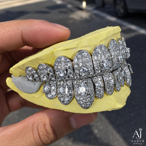 Grillz dentaire personnalisé en argent 925 avec moissanite taille ovale, micro-incrustation, bijoux dentaires Hip Hop pour cadeau de fête - Product Image 5