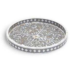 High Selling Mother of Pearl Inlay Round Serving Storage Natural Finished Tray For Tea Coffee Home Decor Tray For Tabletop Decor - Product Image 3