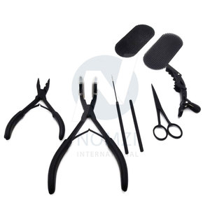 Kit de Extensiones de Cabello con Cinta Adhesiva de Acero Inoxidable, Alicates Profesionales para Extensiones de Cabello, Resistentes al Agua, con Logotipo Personalizado Negro Premium - Product Image 4