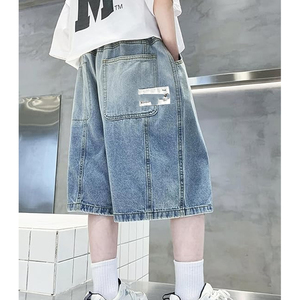 Custom Logo Acid Wash Denim Jorts Streetwear Baggy Fit Vintage Jean <b>Shorts</b> Manufacturer - Product Image 3