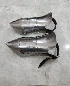 Sabatons médiévaux en acier faits à la main, chaussures d'armure de chevalier, protège-jambes plaqués argent, protection des jambes pour cosplay, sport, Pâques, Halloween - Product Image 6