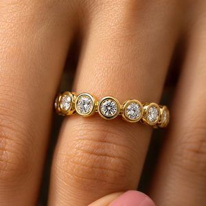 Anillos de Compromiso y Matrimonio de Oro Sólido de 14K con Engaste de Diamantes Cultivados en Laboratorio de Corte Brillante, Baño de Rodio, DEF-VVS - Product Image 2
