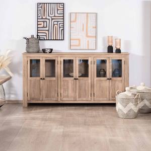 Vandana Crystal Matter 6-door glass-fronted <b>sideboard</b> in solid mango wood, 190cm Maestro - Product Image 1