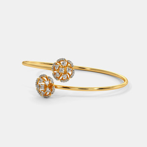Brazalete Abierto de Oro con Roseta Floral y Diamantes - Product Image 4