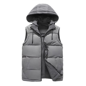 Sleeveless Sporty Puffer Vest Warm Hooded Winter <b>Gilet</b> with Zipper Closure Soft <b>Fleece</b> Lining 100% Polyester for Cold Weather - Product Image 3