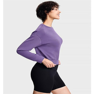 Sudadera de Algodón para Mujer, Personalizada, de Lujo, Manga Larga, Cuello Redondo, Hombros Caídos, Color Sólido, Cómoda, Informal, 360g, Otoño, Pakistán - Product Image 3