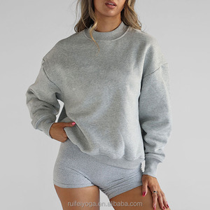 Manufacturer Custom Logo Essential Varsity Graphic Thick Girls <b>Jumper</b> Sports Crewneck <b>Plain</b> Knitted Sweater Sweatshirt for Women - Product Image 4