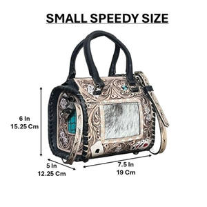 Sacs Mini Speedy en Cuir de Vachette Repoussé Style Boutique, Motif Cartes à Jouer Western, Sac Bandoulière de Voyage pour Femme, Vente en Gros - Product Image 2