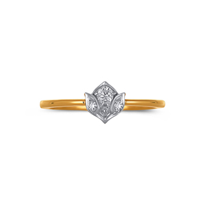 Élégance Moderne : Bague en Or Bicolore 18K, Grappe de Diamants Abstraite pour Femme, 0,35 Ct de Brillance - Product Image 3