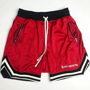 Pantalones Cortos de Baloncesto para Hombre, de Malla a Rayas, de Secado Rápido, Cintura Media, con Cordón Ajustable y Bolsillo con Cremallera, 180g, Ropa Deportiva - Product Image 3