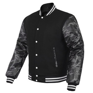 Wholesale Customizable Premium Men's Solid Casual Lettermen Varsity Coated Hoodie Jacket Varsity - Product Image 1