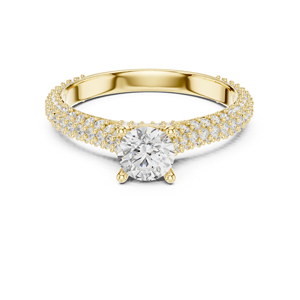 แหวนแต่งงานเพชรเม็ดเดี่ยวทรงกลมทองคำขาว 14K เพชรเพาะเลี้ยงสำหรับผู้หญิง เพชรเพาะเลี้ยงใหม่ - Product Image 1