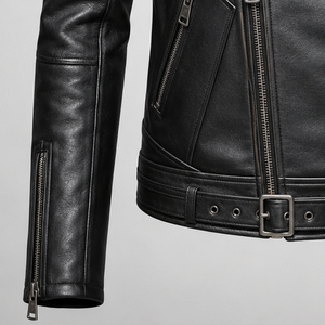 <b>Men's</b> Premium Genuine <b>Leather</b> Racer <b>Jacket</b> Vintage Moto Style Slim Fit Full Grain <b>Leather</b> Outerwear Luxury Fashion Wear - Product Image 5