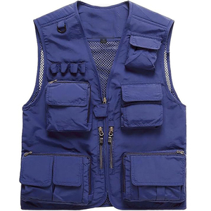 Gilet cargo multi-poches en toile pour homme, col en V, fermeture éclair, décontracté, respirant, longueur standard, pour la chasse et le sport - Product Image 6