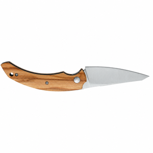 Light Brown Wooden Handle Fixed Blade Knives with Silver Pointed Blade Curved Grip for <b>Outdoor</b> Camping and Utility Cutting Use - Product Image 6
