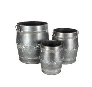 Jardinière ronde en métal galvanisé au design admirable pour l'entrée de la maison et le jardin, jardinière décorative pour fleurs - Product Image 1