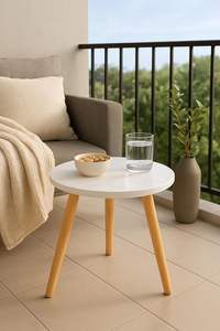 Table d'appoint ronde, petite table d'appoint pour salon, table d'appoint moderne en bois avec pieds en bois pour petit espace - Product Image 2