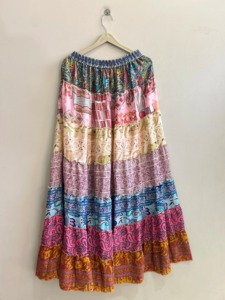 Falda de Gasa Estampada con Cintura Elástica y Volantes para Mujer, Estilo Bohemio, Diseño Paisley, Corte en A, para Verano - Product Image 3