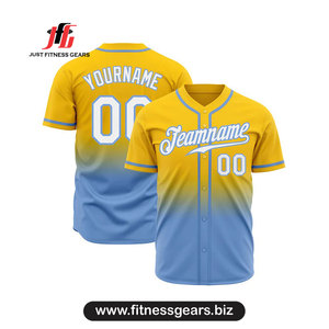 Maillot de baseball bleu personnalisé à manches courtes unisexe pour adulte en polyester anti-humidité avec nom d'équipe imprimé - Product Image 5