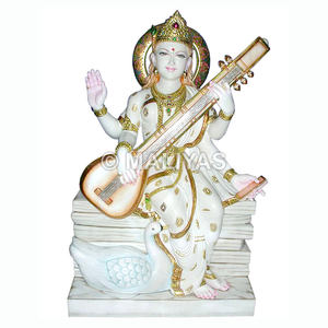 Estatua de mármol de Saraswati Maa |   Murti de mármol Saraswati hecho a mano para el hogar y el templo – Maliyas - Product Image 1