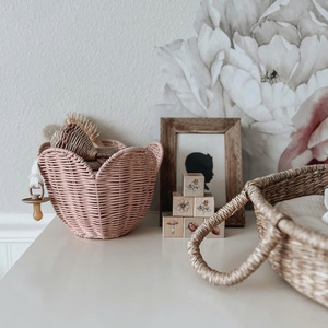 Panier de rangement en rotin rose écologique de qualité supérieure pour la maison, l'hôtel, la station balnéaire, la chambre d'enfant, la crèche, la décoration de table - Product Image 2