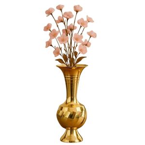 Florero de Latón Puro Hecho a Mano, Maceta Decorativa para Decoración del Hogar, Florero de Metal Dorado Tradicional para Sala de Estar u Oficina - Product Image 4