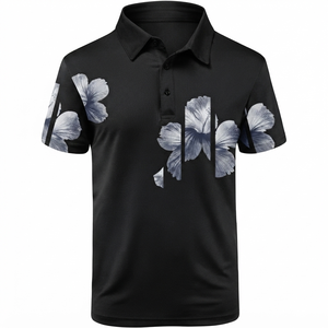Chemise à manches courtes zippée pour homme, style sportif, color-block, séchage rapide, longueur normale, vert-gris, 100% coton, avec poche - Product Image 3